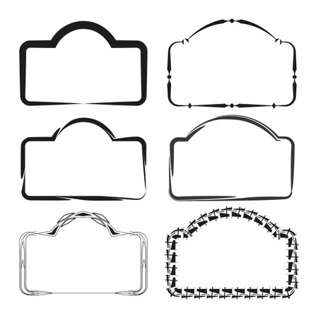 Decorative frame set. Artistic border collection. Monochrome creative design. Modern vector shapes.のイラスト素材