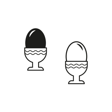 Egg cup icon. Boiled egg graphic. Breakfast holder vector. Minimal food symbol.のイラスト素材