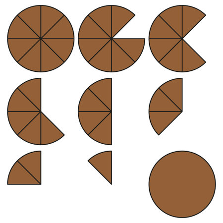Circle fraction graphic. Geometric segmented shapes. Brown minimalist design. Vector abstract template.のイラスト素材