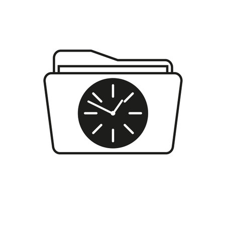 Time folder icon. Clock archive vector. Data management symbol. Document illustration.のイラスト素材