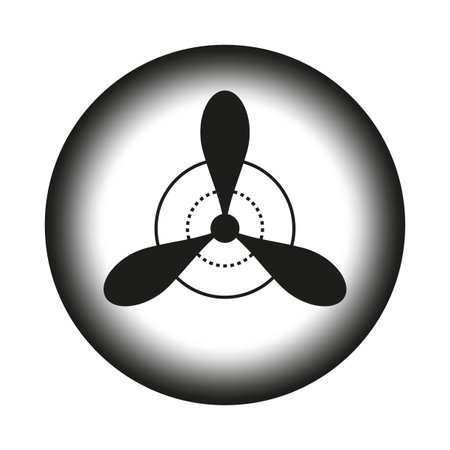 Propeller fan icon. Rotating aviation symbol. Engine turbine sign. Black white aircraft part.のイラスト素材