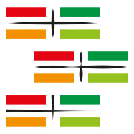 Colorful stripe pattern. Abstract geometric composition. Black lines contrast.のイラスト素材