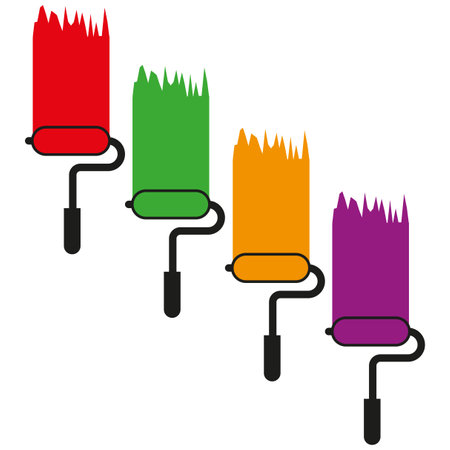 Paint roller set. Bright color strokes. Home repair tool. Vector graphic.のイラスト素材