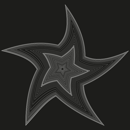 Star spiral icons. White vector symbols. Black background design. Angular line shapes.のイラスト素材