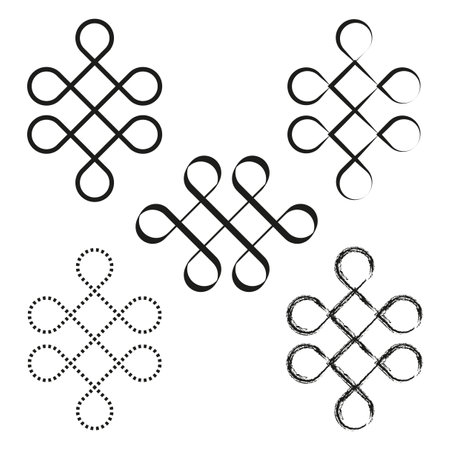 Ornamental loop pattern. Symmetric flourish design. Elegant decorative element. Black vector art.のイラスト素材