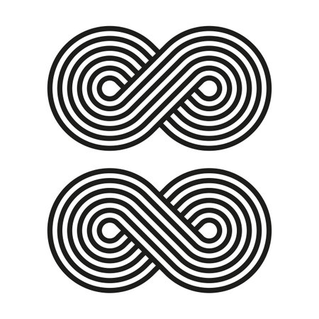 Infinity line symbol. Interwoven loop design. Geometric minimal pattern. Continuous motion concept.のイラスト素材