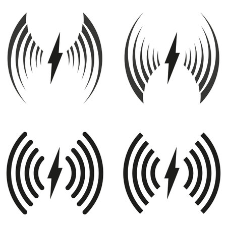 Energy waves. Lightning symbol. Abstract signal. Vector illustration.のイラスト素材