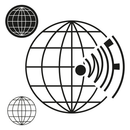 Global network icon. Digital connection shape. Communication signal element. Abstract tech concept.のイラスト素材