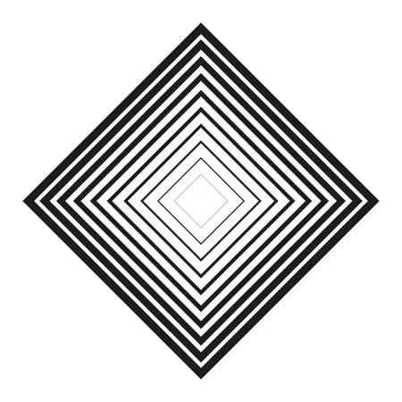 Geometric rhombus illusion. Black diamond pattern. Optical square art. Vector shape repetition.のイラスト素材