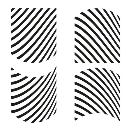 Abstract stripe shape. Black curved segment. Optical illusion vector. Graphic pattern form.のイラスト素材