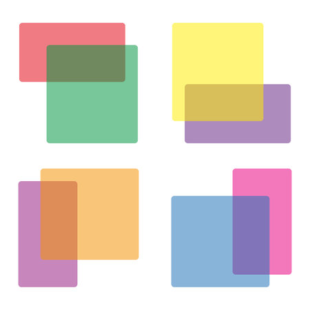 Color square figure. Transparent shape form. Vector layered icon. Overlapping block design.のイラスト素材