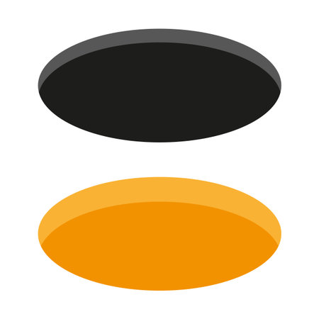 Black oval form. Orange ellipse vector. Shadowed ring shape. Geometric minimal element.のイラスト素材