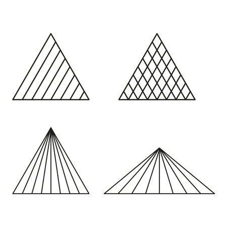 Striped triangle icon. Linear triangle shape. Geometric angle form. Vector line figure.のイラスト素材