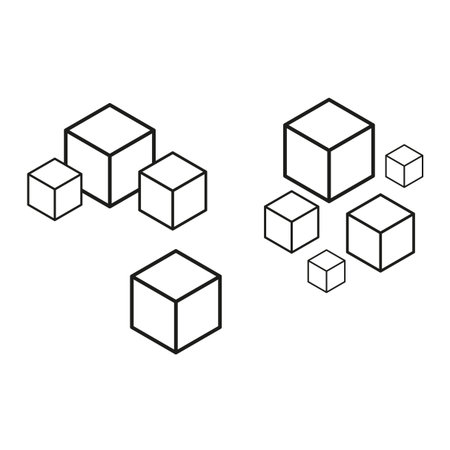 Isometric cube set. Geometric 3D forms. Abstract box shapes. Vector design elements.のイラスト素材