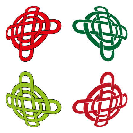 Celtic knot elements. Intertwined pattern designs. Shamrock Vector symbols. Decorative motif graphics.のイラスト素材
