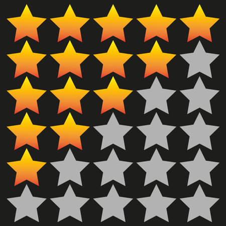 Star rating interface. Golden gray elements. Customer review system. Vector evaluation graphic.のイラスト素材