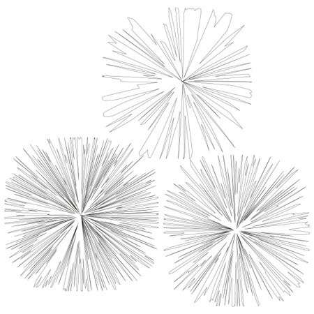 Abstract burst graphic. Radial line explosion. Dynamic star symbol. Vector flash illustrationのイラスト素材