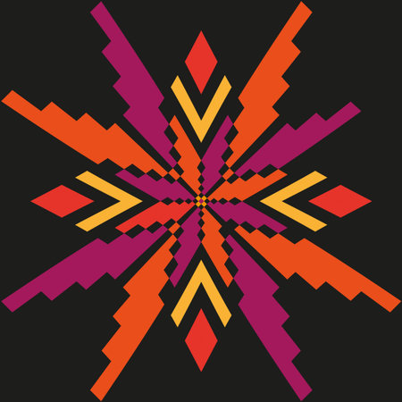 Radial color pattern. Abstract geometric shape. Dynamic star design. Vector vibrant element.のイラスト素材