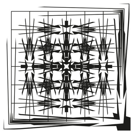 Abstract ornament pattern. Geometric rectangle frame. Intricate linear shapes. Vector complex designのイラスト素材