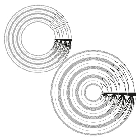 Abstract curved lines. Circular motion pattern. Intersecting arcs illustration. Vector dynamic element. EPS 10.のイラスト素材