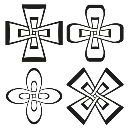 Celtic knot patterns. Abstract ornament set. Intricate design Vector. Decorative symbol collection. EPS 10.のイラスト素材