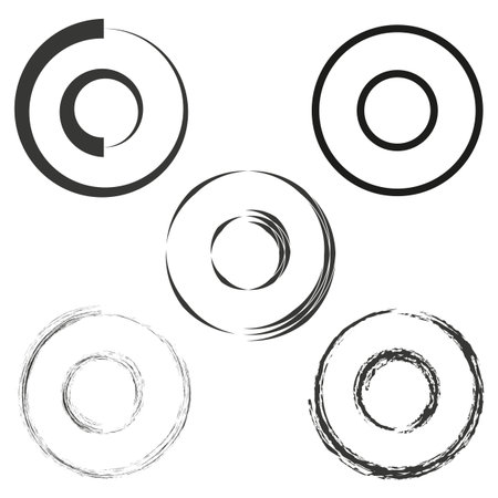 Abstract circle shapes. Textured grunge elements. Rough Vector forms. Organic ring patterns. EPS 10.のイラスト素材