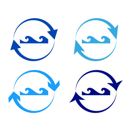 Circular arrow symbols. Water wave cycle. Refreshing aqua Vector. Ecological flow illustration. EPS 10.のイラスト素材