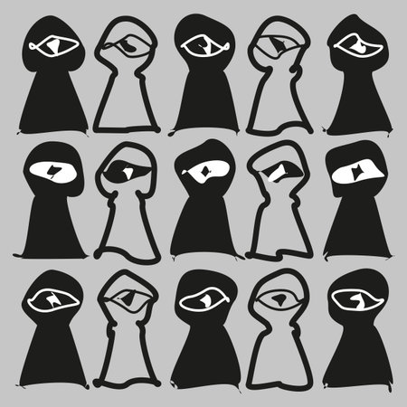 Abstract people icons. Hand drawn figures. Group team symbols. Vector human doodle. EPS 10.のイラスト素材