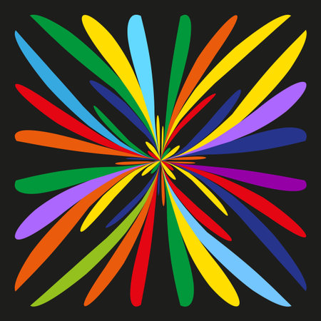 Colorful starburst explosion. Dynamic abstract graphic. Vibrant paint splash. Vector artistic background. EPS 10.のイラスト素材
