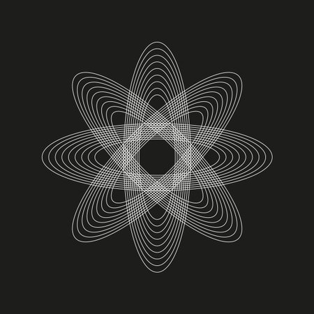 Abstract flower illustration. Geometric floral symbol. Circular line pattern. Vector mandala design. EPS 10.のイラスト素材