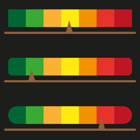 Horizontal level indicators. Colorful measuring gauges. Rating system scales. Vector progress...