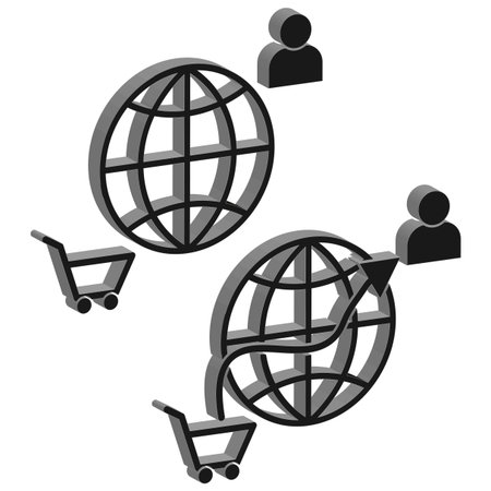 Global network user. World shopping cart. Planet connection Vector. Online business symbol. EPS 10.のイラスト素材