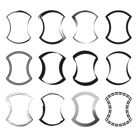 Abstract frame elements. Geometric shapes collection. Black line patterns. Vector border ornaments. EPS 10.のイラスト素材