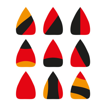 Abstract liquid drops. Nine color shapes. Graphic fluid elements. Vector contrast symbols. EPS 10.のイラスト素材