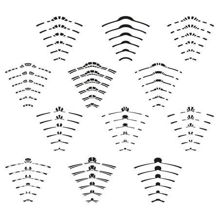 Abstract dash lines. Vector sound wave symbols. Digital signal illustration. Graphic motion elements. EPS 10.のイラスト素材