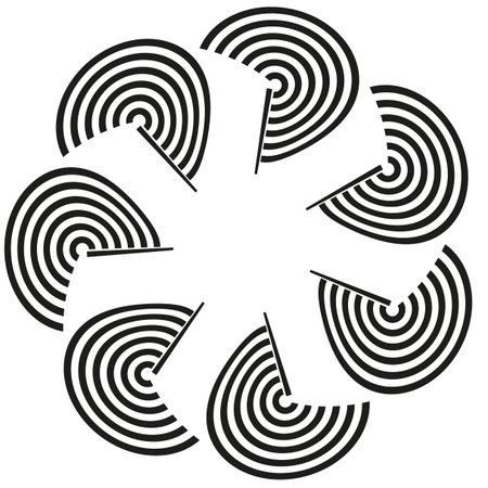 Geometric fan pattern. Concentric circle array. Abstract radial design. Vector curve element. EPS 10.のイラスト素材