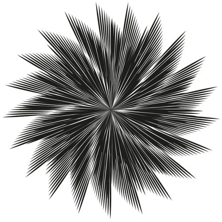 Dense radial rays. Concentric line burst. Dynamic star Vector. Striped explosion pattern. EPS 10.のイラスト素材