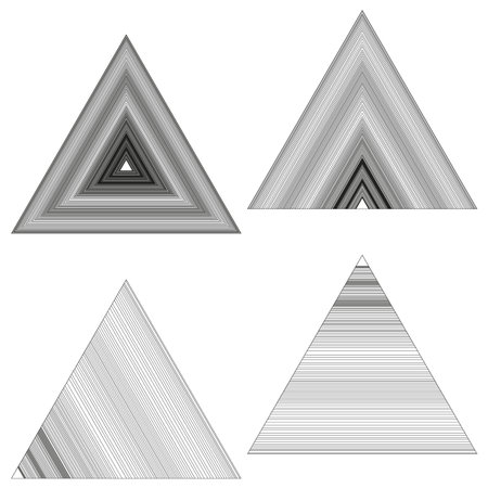 Triangle shape set. Gray gradient shading. Abstract geometric forms. Vector pyramid element. EPS 10.のイラスト素材