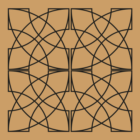 Geometric line pattern. Abstract grid shapes. Brown background Vector. Symmetrical black lines. EPS 10.のイラスト素材