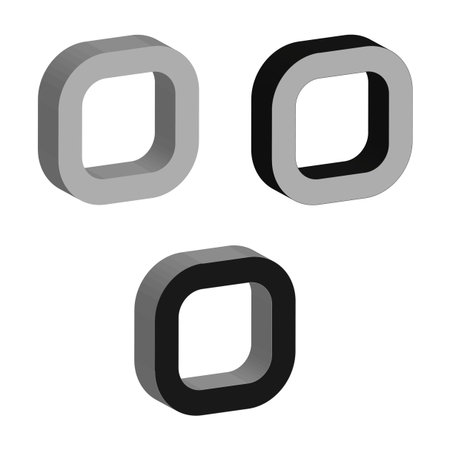 Three volumetric squares. Geometric ring shapes. Dark shadow objects. Vector abstract element. EPS 10.のイラスト素材