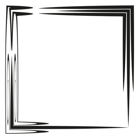 Grunge square frame. Rough black texture. Abstract border Vector element. Hand drawn messy design. EPS 10.のイラスト素材