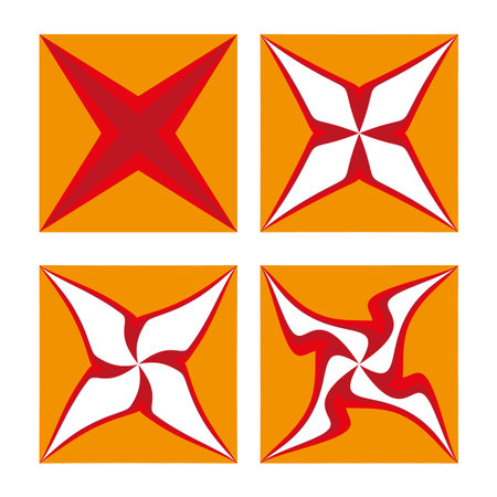 Abstract star elements. Dynamic swirl pattern. Orange red colors. Vector vibrant geometric. EPS 10.のイラスト素材