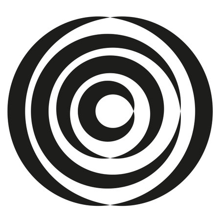 Concentric circle symbol. Bold swirl shape. Abstract spiral Vector. Black white motion. EPS 10.のイラスト素材