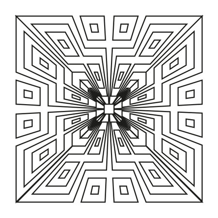 Geometric square pattern. Abstract line forms. Concentric Vector design. Radial flow element. EPS 10.のイラスト素材