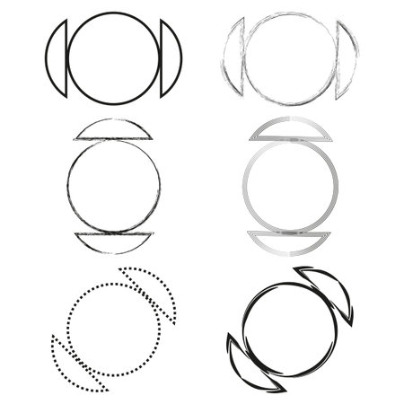 Geometric circle frames. Round outline borders. Abstract curve Vector element. Minimal graphic shapes set. EPS 10.のイラスト素材