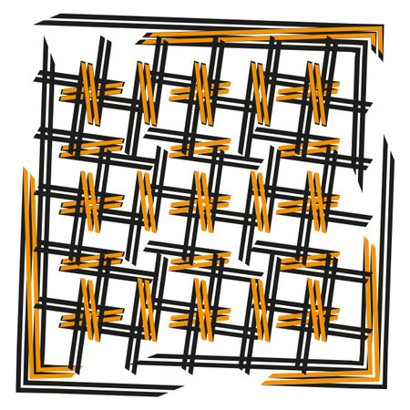 Geometric box pattern. Weaving square element. Abstract Vector texture. Orange black grid. EPS 10.のイラスト素材