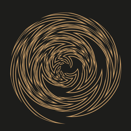 Abstract gold vortex. Dynamic spiral motion. Dark swirl Vector graphic. Luxury cosmic background. EPS 10.のイラスト素材