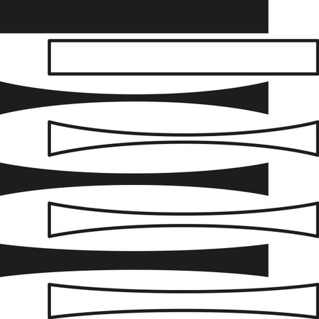 Ten horizontal shapes. Curved banner elements. Black white Vector forms. Abstract modern divider. EPS 10.のイラスト素材