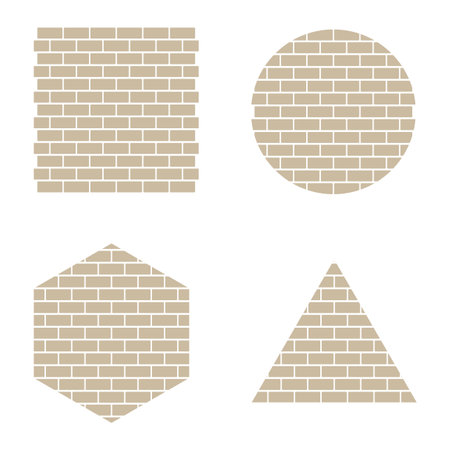 Brick texture shapes. Square round triangle. Geometric Vector forms. Simple gray background. EPS 10.のイラスト素材