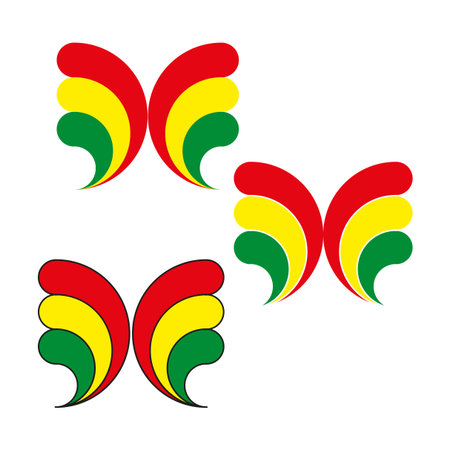 Rasta color wings. Abstract element shapes. Dynamic flight Vector graphic. Unique design set. EPS 10.のイラスト素材